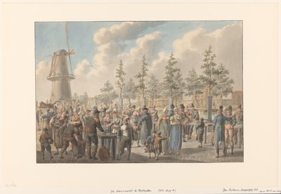 Der Fischmarkt in Rotterdam, 1816 von Jan Anthonie Langendijk Dzn