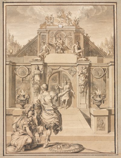 Perseus und Minerva vor einem Tempel von Jan Goeree