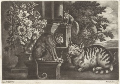 Affe, Katze, Eichhörnchen und Elster von Jan Griffier (I)