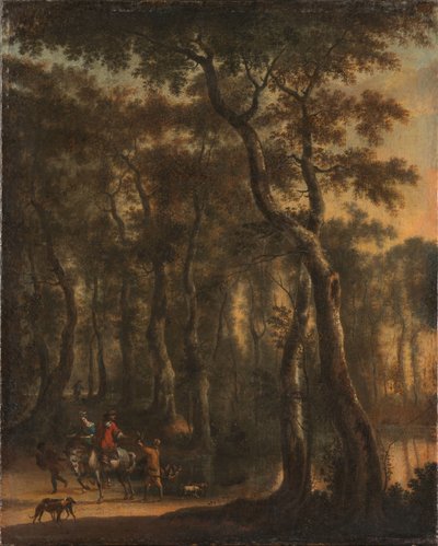 Jäger im Wald von Jan Hackaert