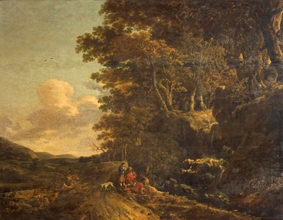 Landschaft mit Wasserfall, ca. 1685-85 von Jan Hackaert