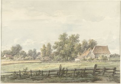 Landschaft mit Bauernhof von Jan Hulswit