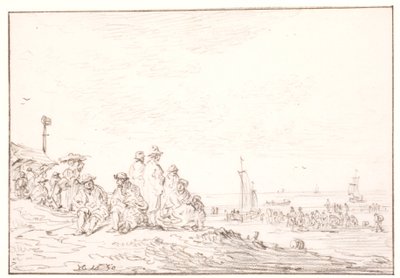 Strand mit vielen Menschen von Jan Josefsz van Goyen