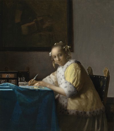 Eine Dame schreibt, ca. 1665 von Johannes Vermeer