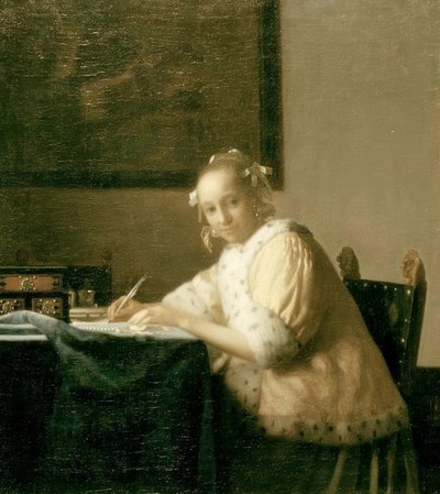Briefschreiberin in Gelb von Jan Vermeer van Delft