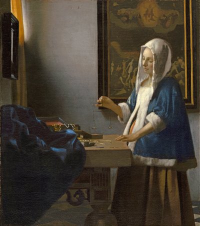 Frau mit Waage von Jan Vermeer van Delft