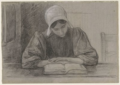 Lesendes Mädchen mit Haube von Jan Veth