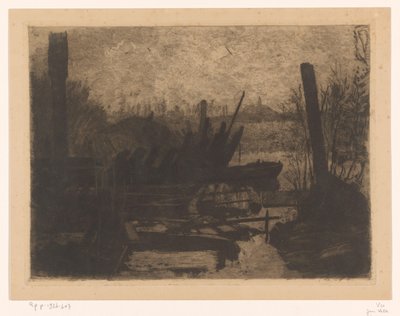 Wracks in einer Polderlandschaft von Jan Veth