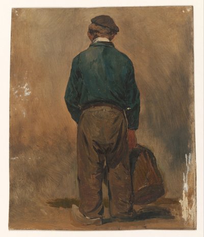 Fischer mit einem Korb, von hinten gesehen von Jan Weissenbruch