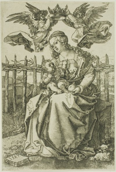 Madonna von zwei Engeln gekrönt von Jan Wierix