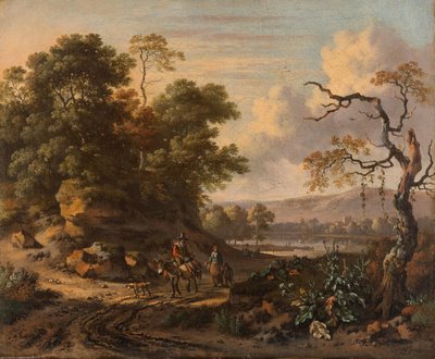 Landschaft mit einem Mann, der einen Esel reitet von Jan Wijnants
