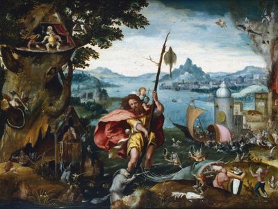 St. Christophorus überquert den Fluss, 1506-ca. 1527 von Jan de Cock