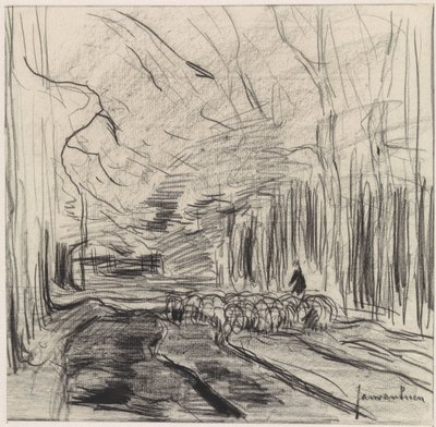 Schafherde im Wald von Jan van Essen