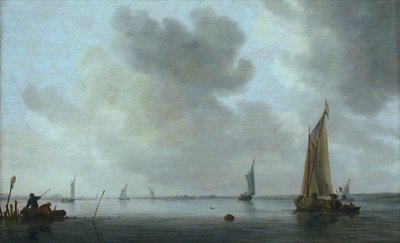 Fischerboote vor einer Mündung von Jan van Goyen