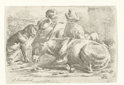 Zwei ruhende Eseltreiber von Jan van Ossenbeeck