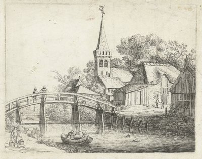 Landschaft mit Holzbrücke von Jan van de Cappelle