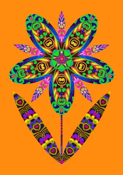 Blumenausschnitt auf Orange, 2020 von Jane Tattersfield