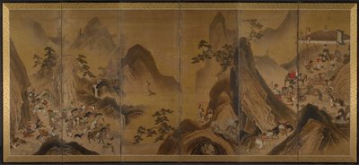 Tataren jagen in einer Berglandschaft von Japan, Edo period