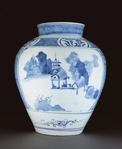 Blau-weiße Vase von Japanese School