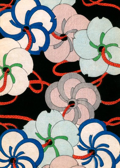Farbholzschnitt von Kamelienornamenten von Japanese School