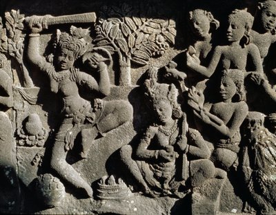 Relief aus dem hinduistischen Tempel von Javanese School