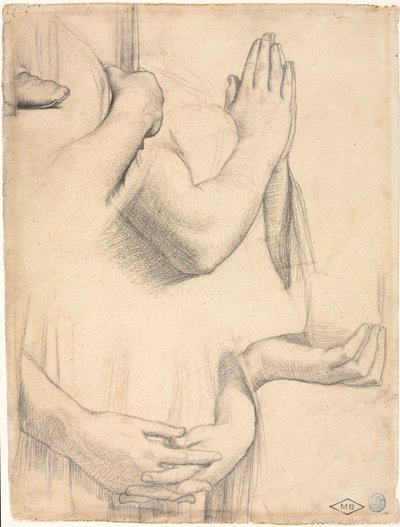 Studie von Händen, 1842 von Jean Auguste Dominique Ingres