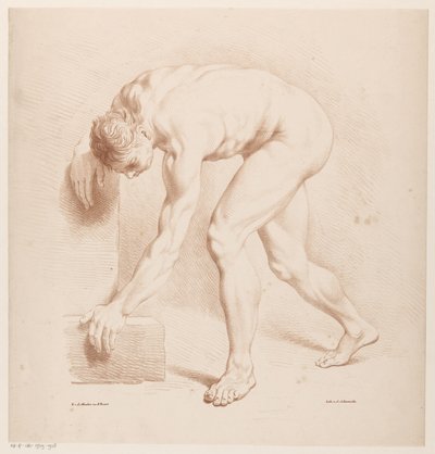 Gebeugter nackter Mann von Jean Augustin Daiwaille