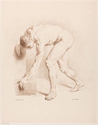 Gebückter nackter Mann von Jean Augustin Daiwaille