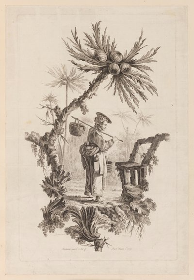 Figur mit Korb unter Ast von Jean Baptiste Pillement