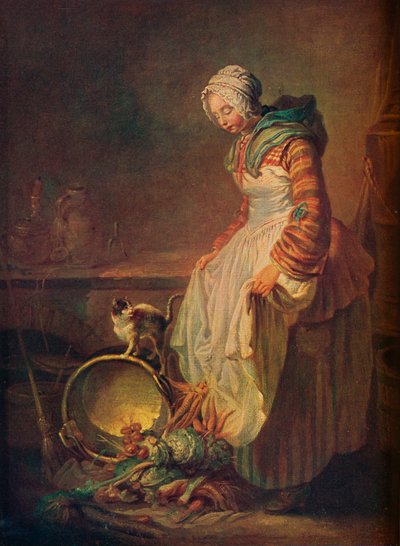 Frau mit Kätzchen, 18. Jahrhundert von Jean Baptiste Simeon Chardin