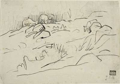 Landschaft mit Vieh von Jean Francois Millet