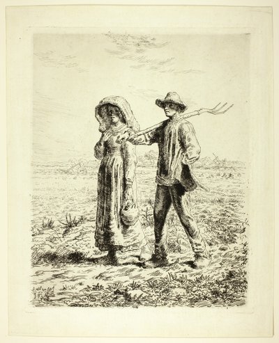 Bauern gehen zur Arbeit von Jean Francois Millet