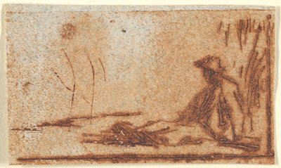 Sitzender Bauer, 1830-75 von Jean Francois Millet