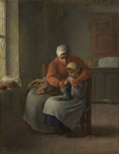 Die Strickstunde, ca. 1860 von Jean Francois Millet