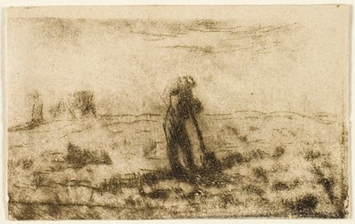 Frau hängt Wäsche auf von Jean Francois Millet