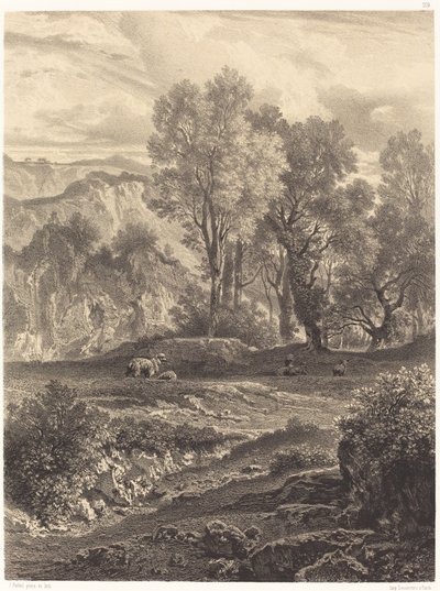 Landschaft mit Schafen von Jean Joseph François Bellel