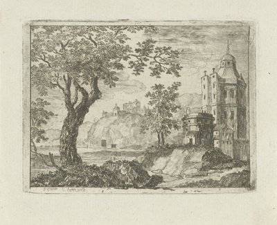 Turm in einer Landschaft von Jean Joseph Hanson