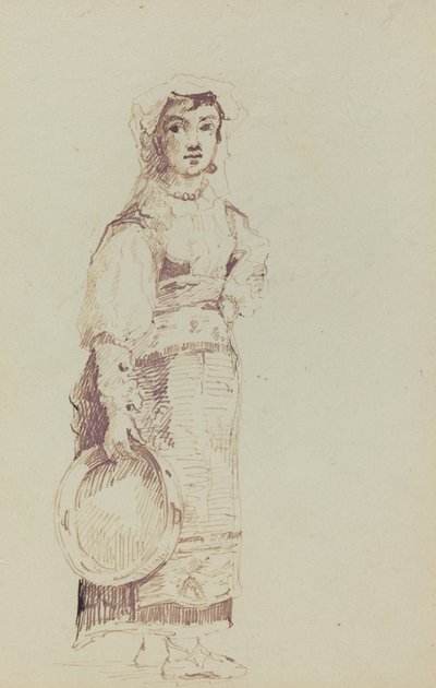 Frau mit Tamburin (verso) von Jean Louis Ernest Meissonier