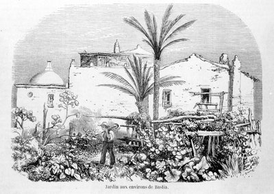 Gärten rund um Bastia. Gravur von Laurens. von Jean Paul Laurens
