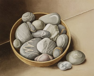 Schale mit Kieselsteinen, 2005 von Jenny Barron