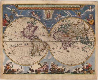 Doppelhemisphärenkarte der Welt von Joan Blaeu