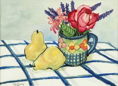 Rote Rose und zwei Birnen, 2008 von Joan Thewsey