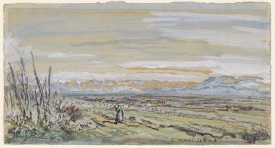 Ansicht einer flachen Landschaft von Johan Barthold Jongkind