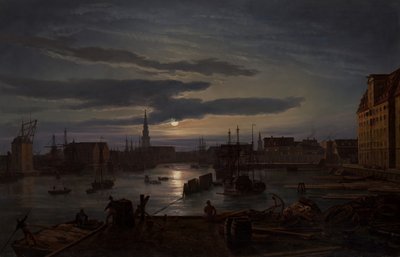 Kopenhagener Hafen bei Mondlicht, 1846 von Johan Christian Dahl