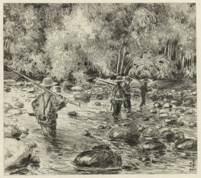 Soldaten waten durch einen Fluss von Johan Gerard Sinia
