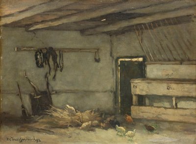 Innenansicht eines Stalls von Johan Hendrik Weissenbruch