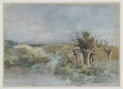 Landschaft mit Kopfweiden entlang eines Grabens von Johan Hendrik Weissenbruch