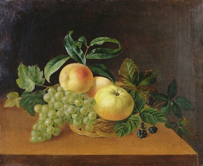 Korb mit Äpfeln, Pfirsich und Trauben von Johan Laurents Jensen