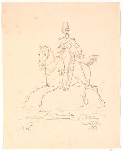 Soldat zu Pferd, nach links gewandt von Johan Thomas Lundbye
