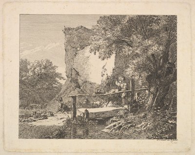 Ein Junge mit drei Ziegen von Johann Christian Erhard